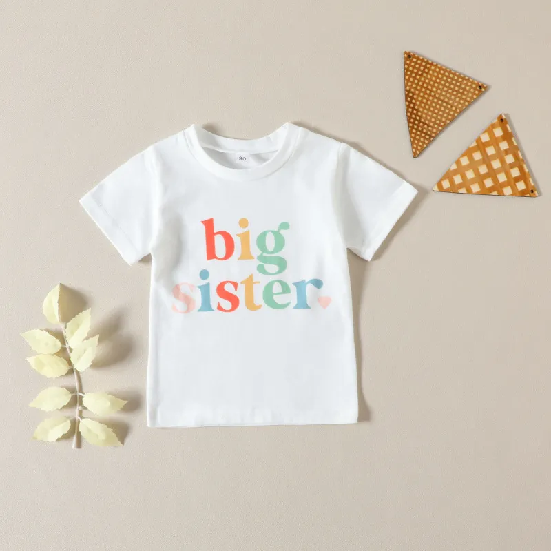 Kids Toddler Girls Casual Cute Alphabet Short Sleeve Round Neck Cotton T-Shirt