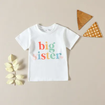 Kids Toddler Girls Casual Cute Alphabet Short Sleeve Round Neck Cotton T-Shirt