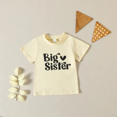 Kids Toddler Girls Casual Cute Alphabet Short Sleeve Round Neck Cotton T-Shirt