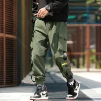 Men Fashion Casual Versatil Solid Color Multi Pocket Cargo Jogger Pants