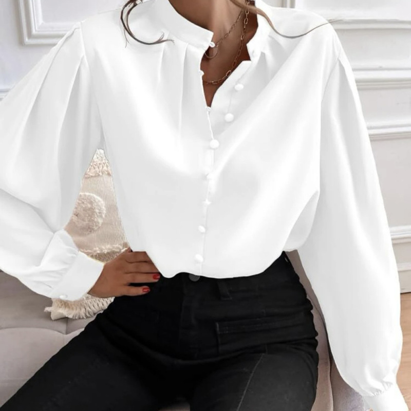 Wholesale Women'S Fashion Half Open Collar Solid Color Loose