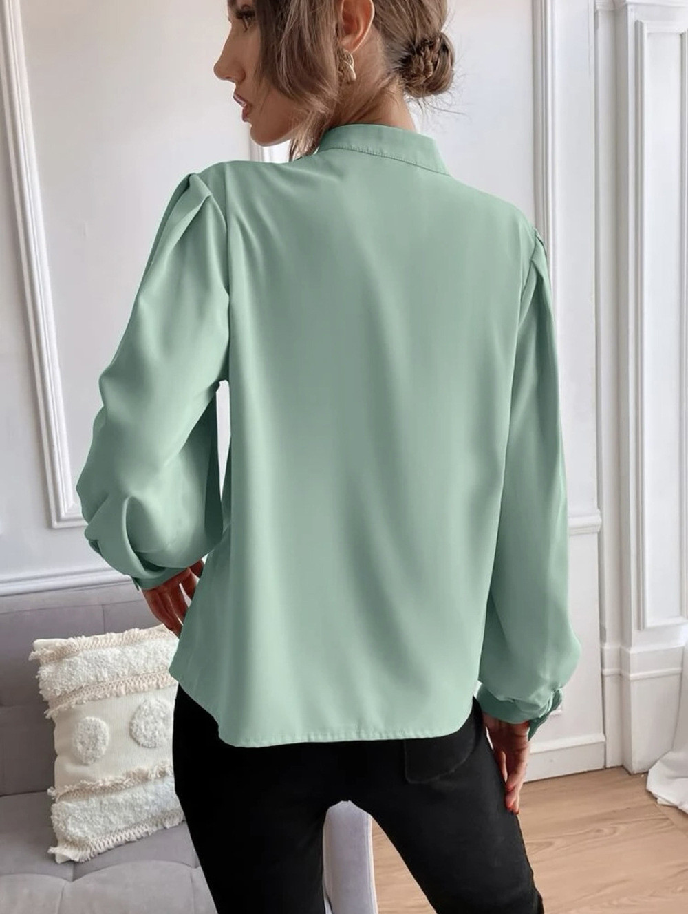 Wholesale Women'S Fashion Half Open Collar Solid Color Loose