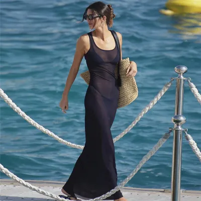 Women Sexy Mesh Transparent Street Style Vacation Dress