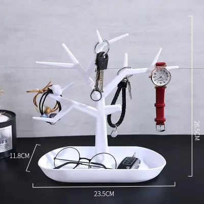 Creative Deer Antlers Tree Jewelry Stand Earrings Necklace Display Stand Art Wind