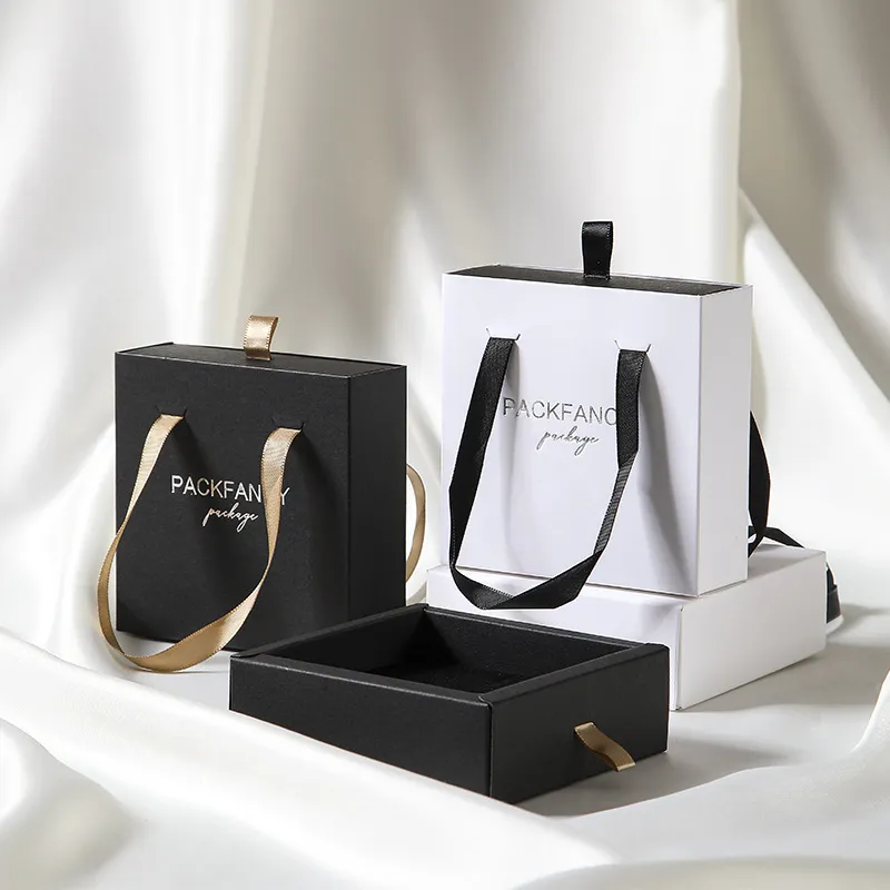 Simple Solid Color Paper Cardboard Jewelry Packaging Box for Earrings