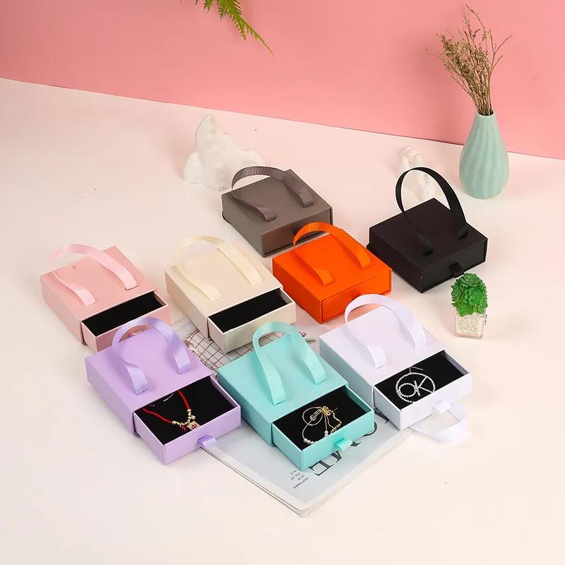 Simple Solid Color Paper Cardboard Jewelry Packaging Box
