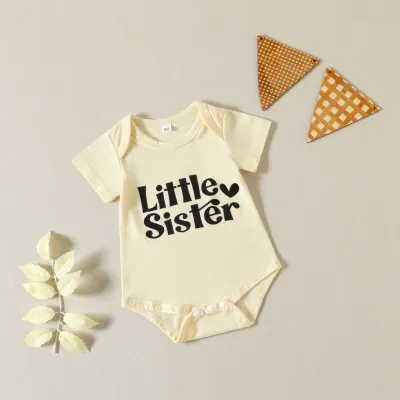 Baby Girls Casual Cute Letter Short Sleeve Round Neck Romper Triangle Climb