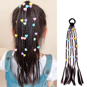 Kids Girls Sweet Cute Heart Star Square Flower Butterfly Wig Braid Hair Rope