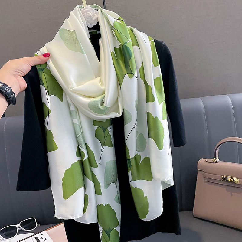 Silk Scarf with deals Ginkgo Leaf print