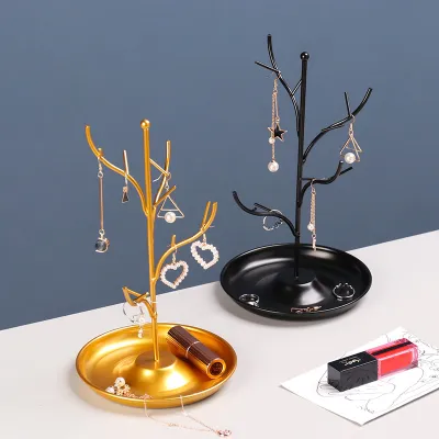 Women Fashion Simple Iron Bracket Necklace Earrings Jewelry Storage Display Stand
