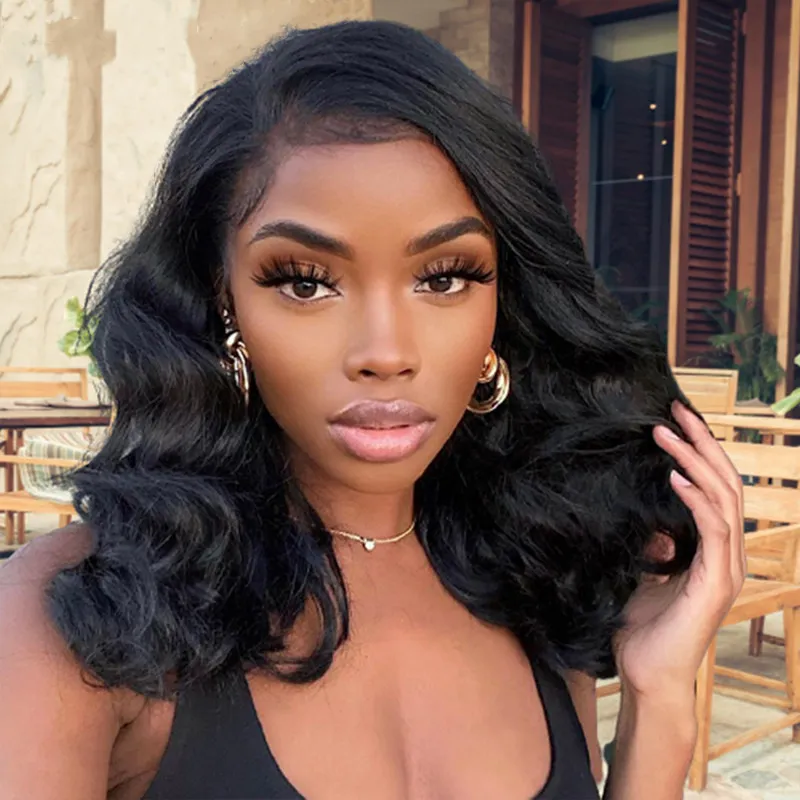 Women's Black Medium-Length Curly Hair Chemical Fiber Wig Natural Style for African American