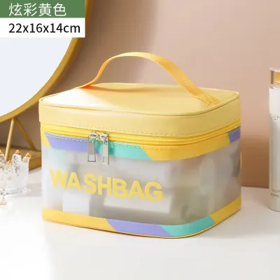 Women Simple Large Capacity Waterproof PU Instagram Style Cosmetic Bag