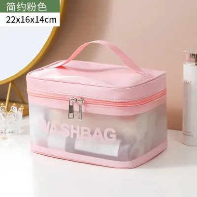 Women Simple Large Capacity Waterproof PU Instagram Style Cosmetic Bag