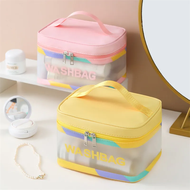 Women Simple Large Capacity Waterproof PU Instagram Style Cosmetic Bag