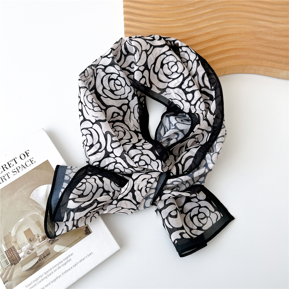 Wholesale Women Fashion Geometric Dot Floral Print Silk Scarf