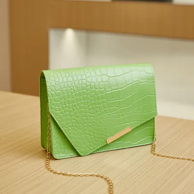 Women's Solid Color PU Flap Square Chain Crossbody Bag for Fashion