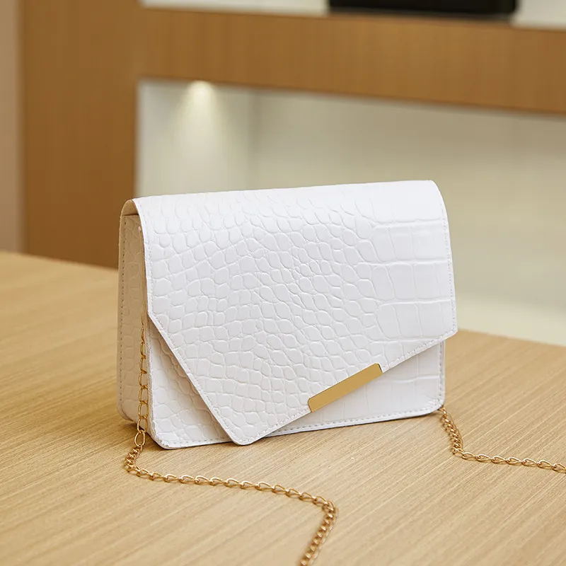 Women's Solid Color PU Flap Square Chain Crossbody Bag for Fashion