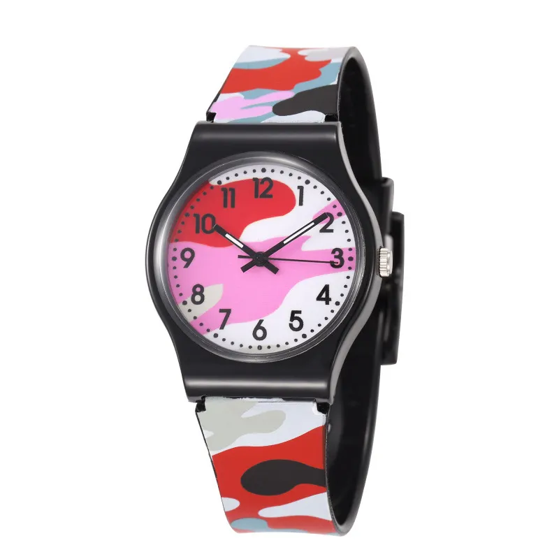 Neutral Fashion Cartoon Camouflage PVC Quartz Watch