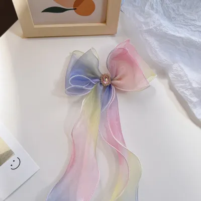 Kids Girls Cute Sweet Gradient Color Mesh Bow Hair Band