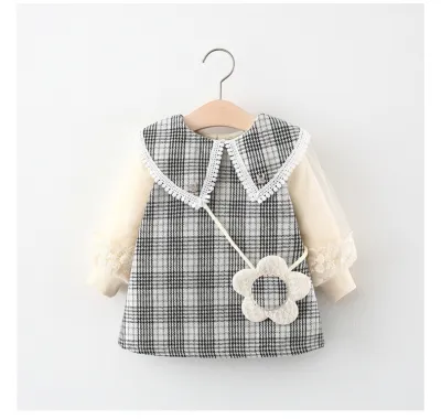 Kids Baby Girls Spring Autumn Cute Sweet Floral Stripe Long Sleeve Princess Dress