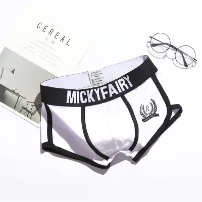 Men Fashion Casual Simple Letter Cotton Mid Waist Boxer Pants