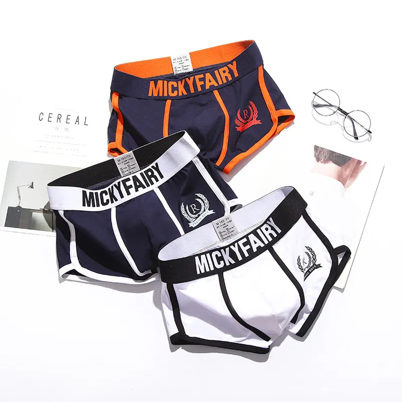Men Fashion Casual Simple Letter Cotton Mid Waist Boxer Pants