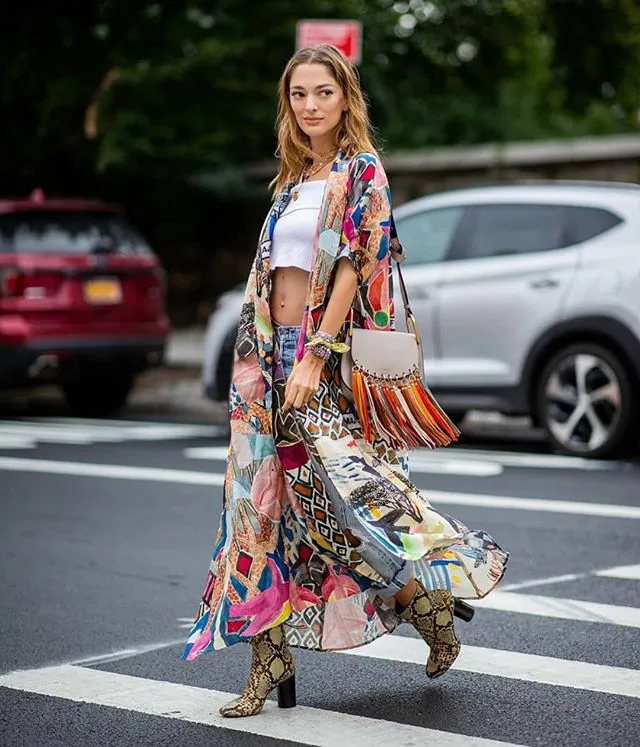 Women Fashion Boho Sexy Chiffon Printed Beach Cover-Ups