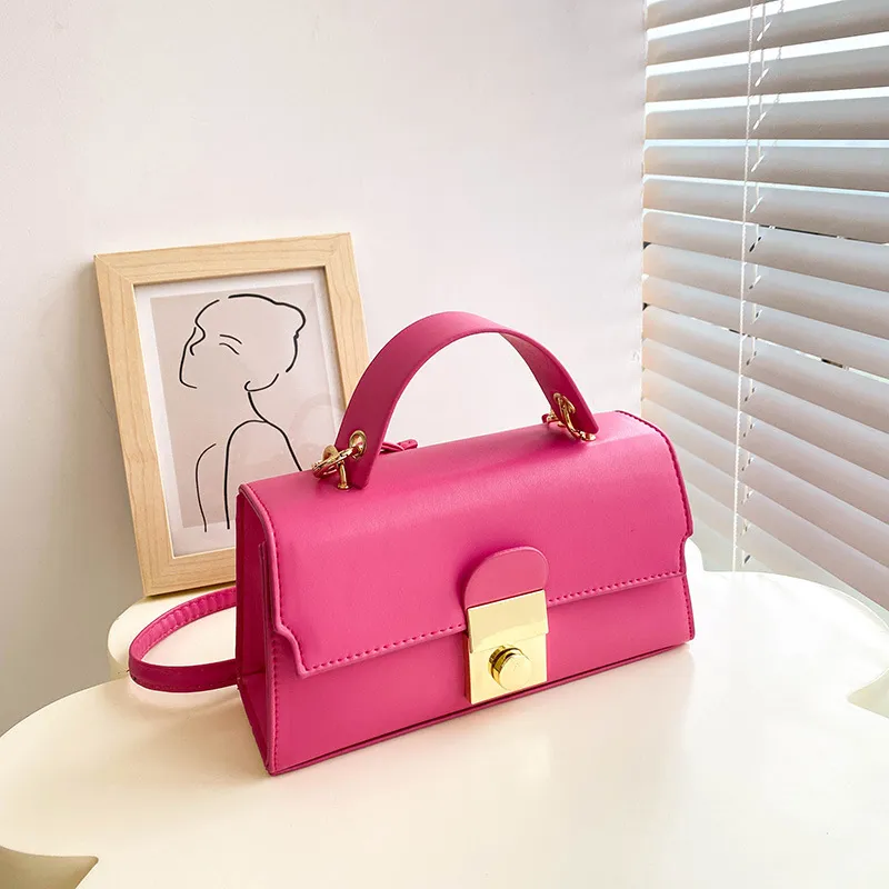 Women Fashion Solid Color Flap PU Crossbody Bag Small