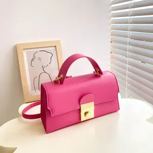 Women Fashion Solid Color Flap PU Crossbody Bag Small