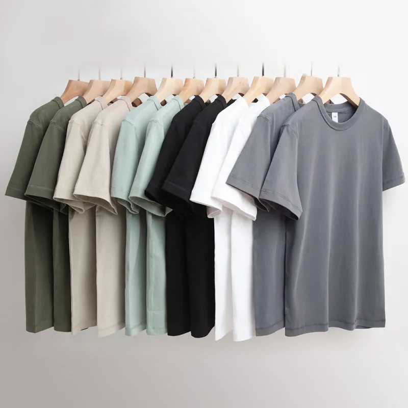 Men Casual Basic Solid Color Short Sleeve Crewneck Cotton T-Shirt