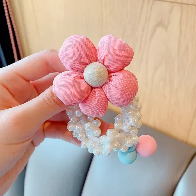 Kids Girls Cute Sweet Crown Pearl Rhinestone Hair Rings