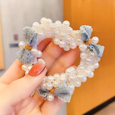 Kids Girls Cute Sweet Crown Pearl Rhinestone Hair Rings