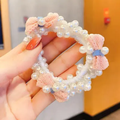 Kids Girls Cute Sweet Crown Pearl Rhinestone Hair Rings