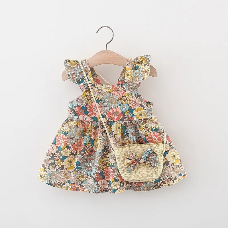 Kids Baby Girls Casual Cute Tiny Flower Sleeveless U Neck Princess Dress 0-3T