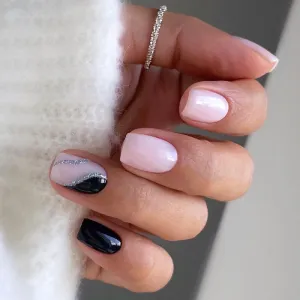 Women Fashion Simple Solid Color Glitter Wearable Fake Nails