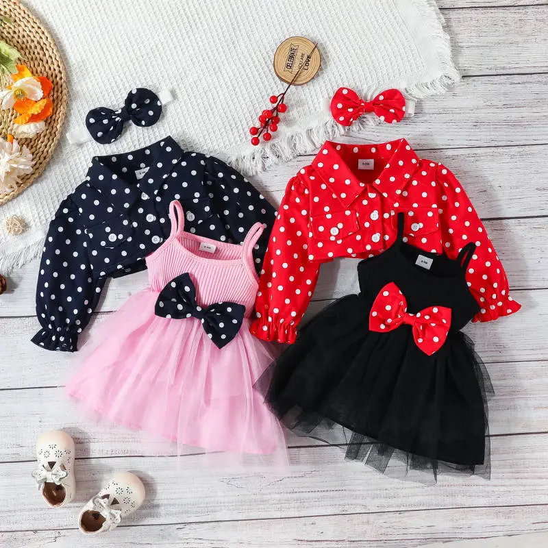 Polka Dot Baby Girl Long Sleeve Tutu Dress Wholesale Kids Baby