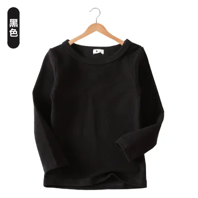 Kids Toddler Boys Girls Casual Versatile Solid Long Sleeve Round Neck Cotton T-Shirt