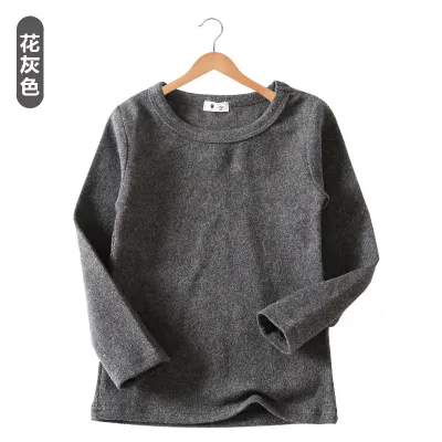 Kids Toddler Boys Girls Casual Versatile Solid Long Sleeve Round Neck Cotton T-Shirt