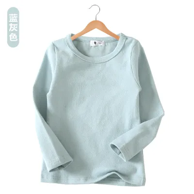 Kids Toddler Boys Girls Casual Versatile Solid Long Sleeve Round Neck Cotton T-Shirt