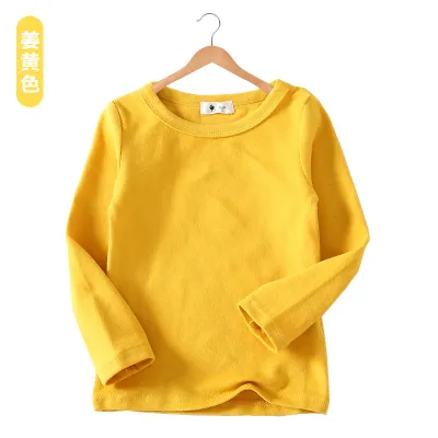 Kids Toddler Boys Girls Casual Versatile Solid Long Sleeve Round Neck Cotton T-Shirt
