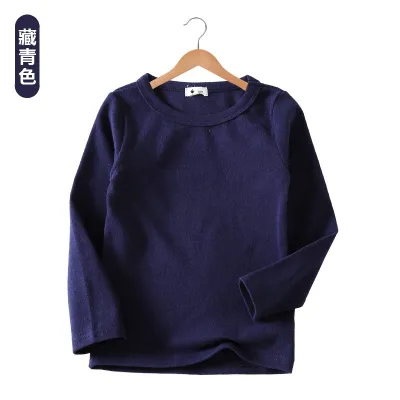 Kids Toddler Boys Girls Casual Versatile Solid Long Sleeve Round Neck Cotton T-Shirt
