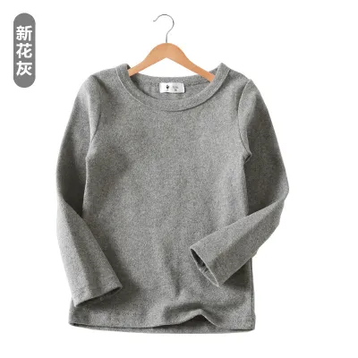 Kids Toddler Boys Girls Casual Versatile Solid Long Sleeve Round Neck Cotton T-Shirt