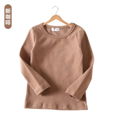 Kids Toddler Boys Girls Casual Versatile Solid Long Sleeve Round Neck Cotton T-Shirt