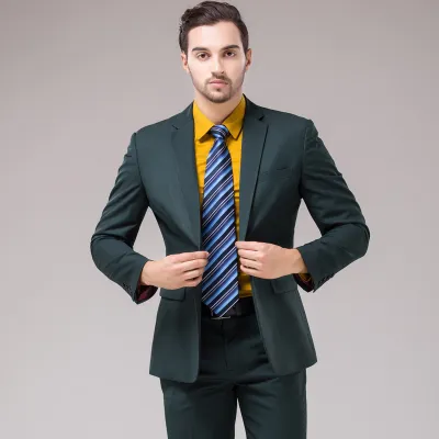 Men Casual Business Wedding Office Solid Color Long Sleeve Lapel Suit Pants Plus Size Sets