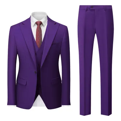 Men Business Wedding Office Solid Color Long Sleeve Lapel Suit Pants Plus Size Set