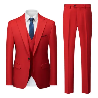 Men Business Wedding Office Solid Color Long Sleeve Lapel Suit Pants Plus Size Set