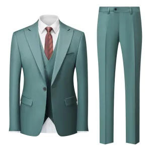 Men Business Wedding Office Solid Color Long Sleeve Lapel Suit Pants Plus Size Set