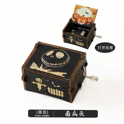 Wooden Music Box Ornaments Classical Carving Hand-Cranked Crafts Gifts for Kids