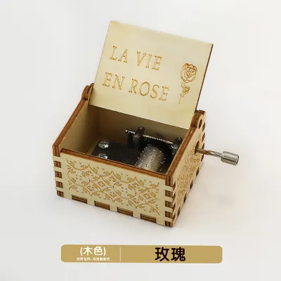 Wooden Music Box Ornaments Classical Carving Hand-Cranked Crafts Gifts for Kids