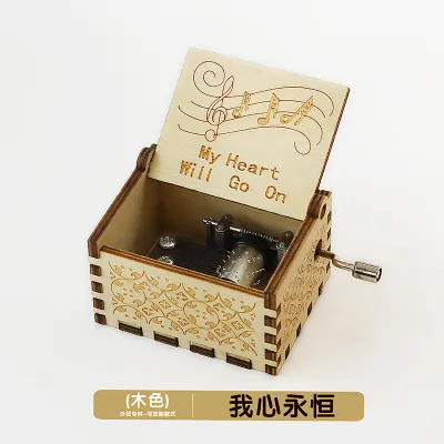 Wooden Music Box Ornaments Classical Carving Hand-Cranked Crafts Gifts for Kids